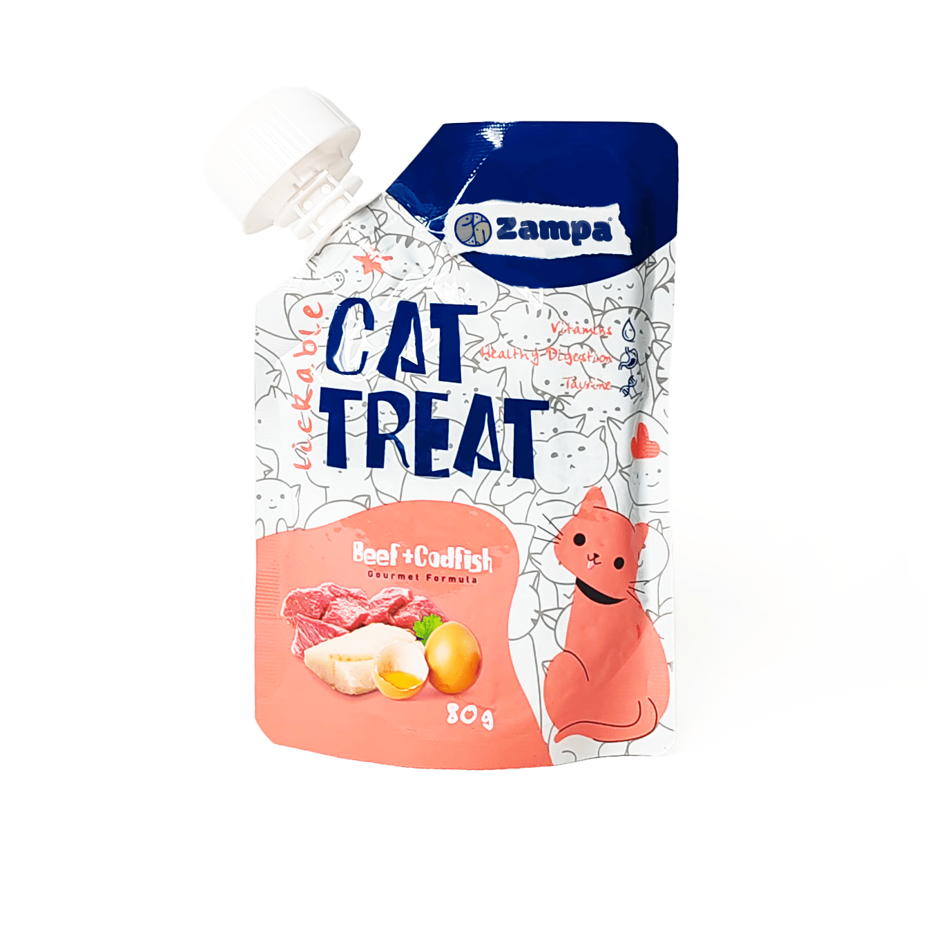 Zampa Puding Kedi Ödülü - Dana Etli & Morina Balıklı - 80g