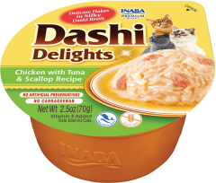 Ciao Dashi Delights Tavuk & Ton Balığı ve Deniz Taraklı Kedi Çorbası 70 Gr