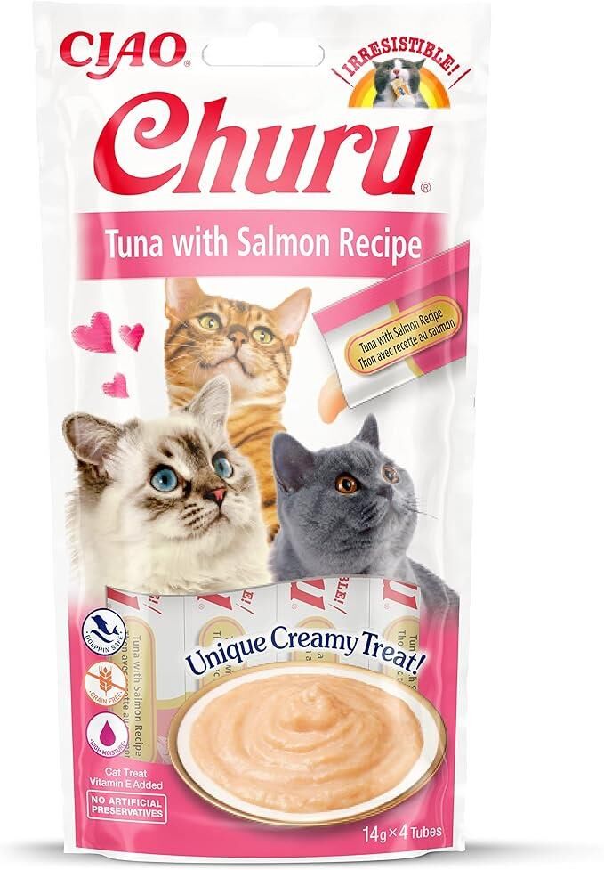 Ciao Churu Cream Ton Balıklı ve Somonlu Kedi Ödül Kreması 4 x 14 Gr