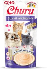 Ciao Churu Cream Tavuklu ve Karidesli Kedi Ödül Kreması 4 x 14 Gr